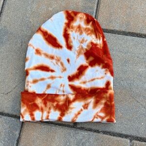 Kids Tie-Dye Beanie - Orange and White